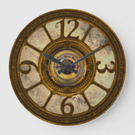 Steampunk Gears - Brass - Round Wall Clock Stor Klocka