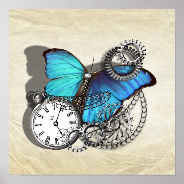 Steampunk Gears Butterfly Poster (Framsidan)