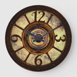 Steampunk Gears - Copper - Round Wall Clock Stor Klocka