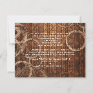 Steampunk Gears Damask Stripe Goth-inbjudan Inbjudningar