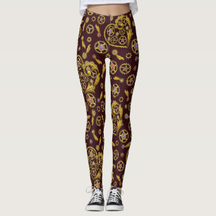 Steampunk Gears Heart Leggings