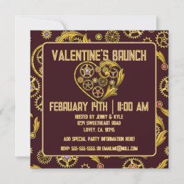 Steampunk Gears Heart Valentines day Inbjudningar