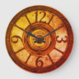 Steampunk Gears - Heat - Round Wall Clock Stor Klocka