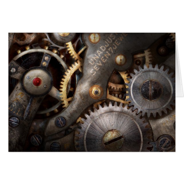 Steampunk - Gears - Horology Hälsningskort (Framsidan Horizontal)