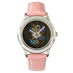 Steampunk Gears och Blue Butterflies Armbandsur