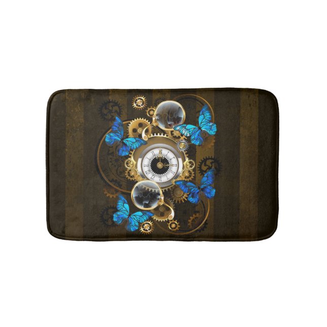 Steampunk Gears och Blue Butterflies Badrumsmatta (Framsidan)