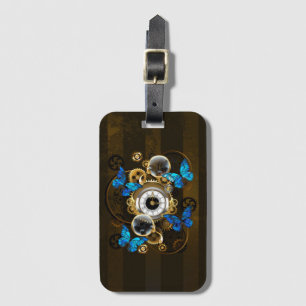Steampunk Gears och Blue Butterflies Bagagebricka