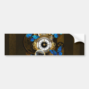 Steampunk Gears och Blue Butterflies Bildekal