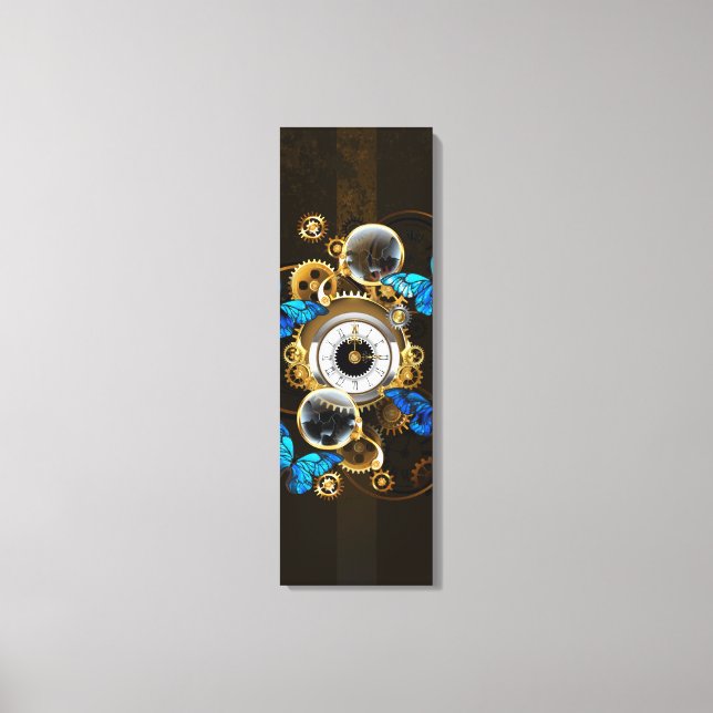 Steampunk Gears och Blue Butterflies Canvastryck (Framsida)