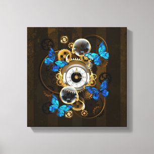 Steampunk Gears och Blue Butterflies Canvastryck