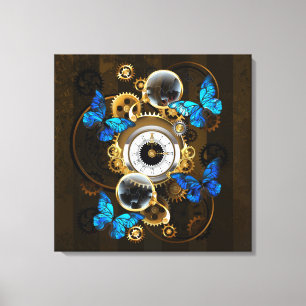 Steampunk Gears och Blue Butterflies Canvastryck