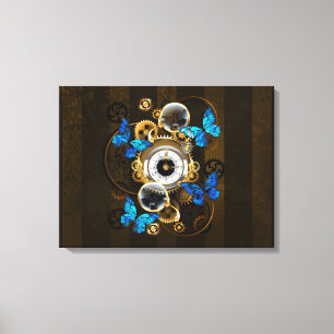 Steampunk Gears och Blue Butterflies Canvastryck