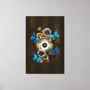 Steampunk Gears och Blue Butterflies Canvastryck