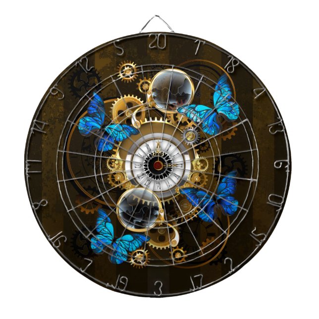 Steampunk Gears och Blue Butterflies Darttavla (Framsidan)