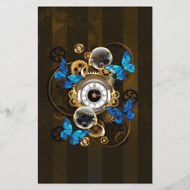 Steampunk Gears och Blue Butterflies Flygblad (Framsidan)