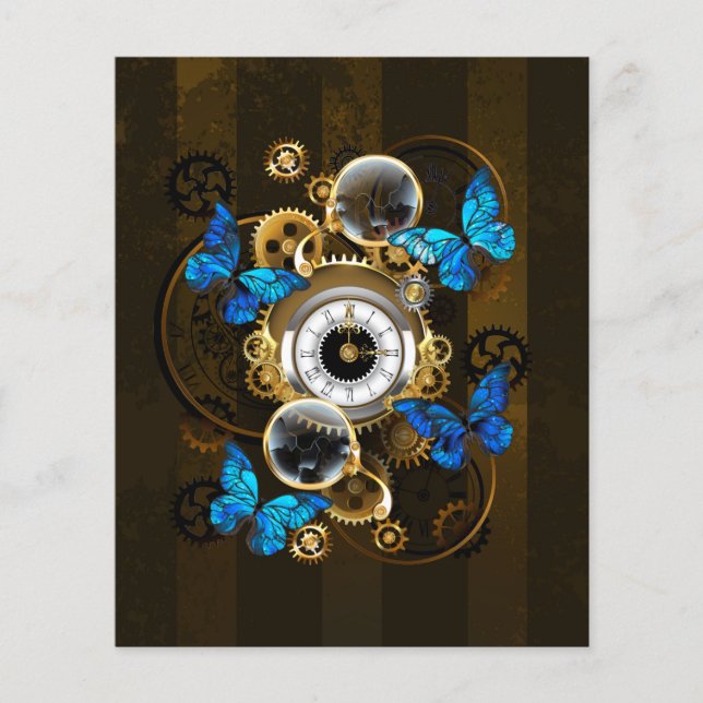 Steampunk Gears och Blue Butterflies Flygblad (Framsidan)