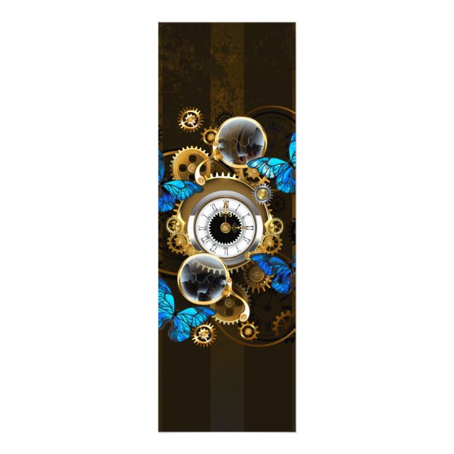 Steampunk Gears och Blue Butterflies Fototryck (Framsidan)