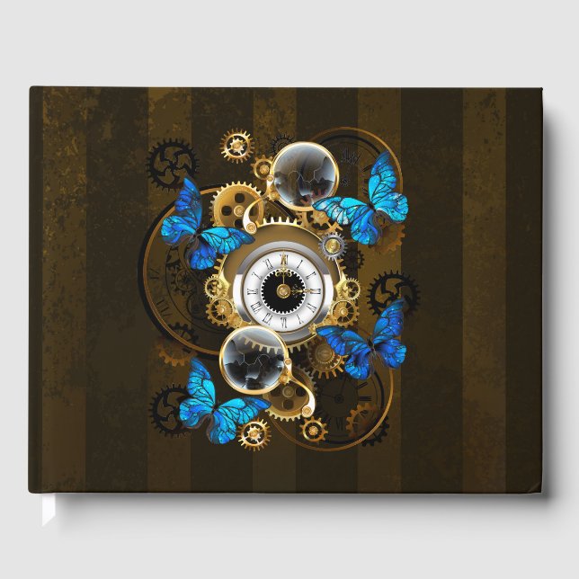 Steampunk Gears och Blue Butterflies Gästböcker (Framsida)