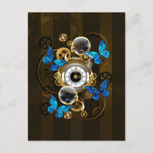 Steampunk Gears och Blue Butterflies Helg Vykort
