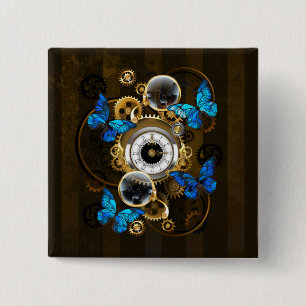 Steampunk Gears och Blue Butterflies Knapp