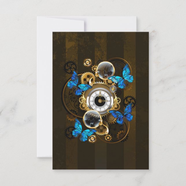 Steampunk Gears och Blue Butterflies Kort (Framsida)