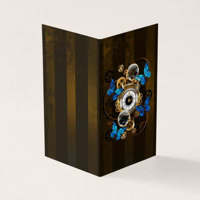 Steampunk Gears och Blue Butterflies Kort (Utsida)