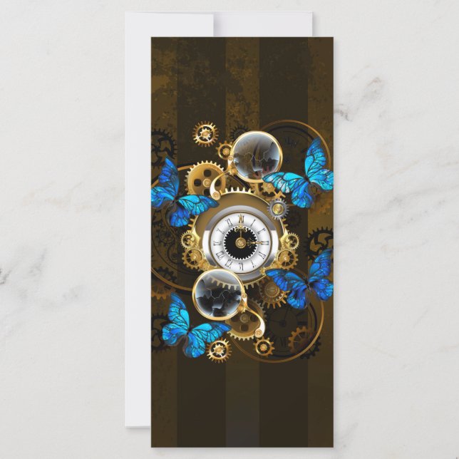 Steampunk Gears och Blue Butterflies Kort (Framsida)