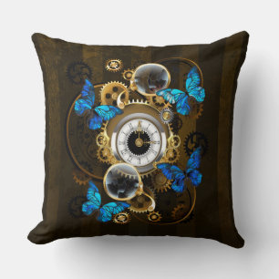 Steampunk Gears och Blue Butterflies Kudde