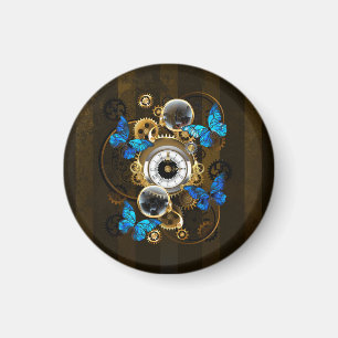 Steampunk Gears och Blue Butterflies Magnet