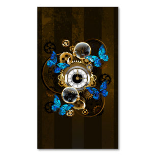 Steampunk Gears och Blue Butterflies Magnetiska Visitkort