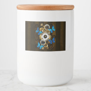 Steampunk Gears och Blue Butterflies Mat Etiketter