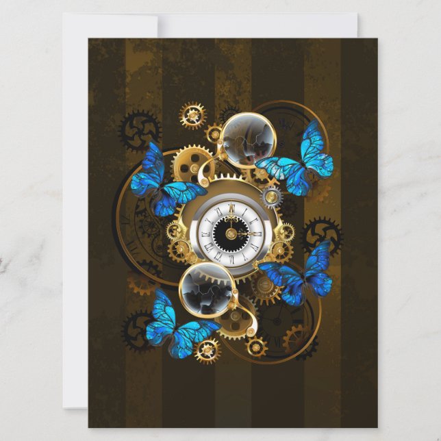 Steampunk Gears och Blue Butterflies Meddelande (Framsida)
