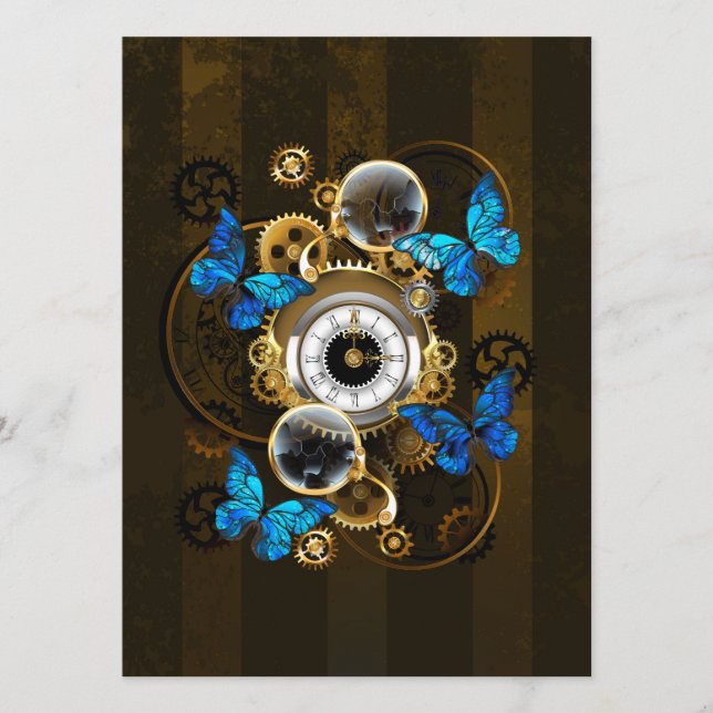 Steampunk Gears och Blue Butterflies Meny (Framsida)