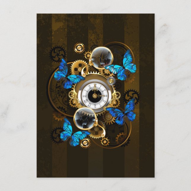 Steampunk Gears och Blue Butterflies Meny (Framsida)