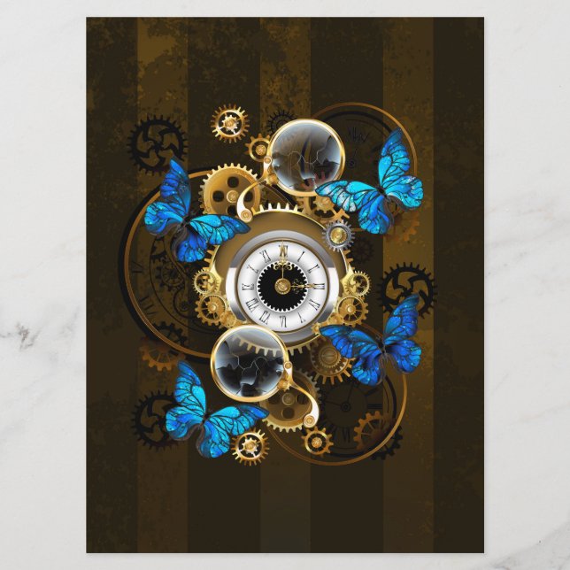 Steampunk Gears och Blue Butterflies Meny (Framsida)