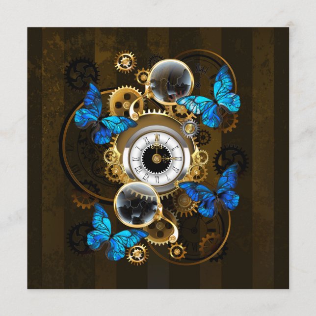 Steampunk Gears och Blue Butterflies Meny (Framsida)
