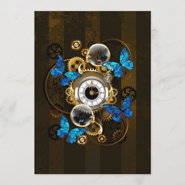 Steampunk Gears och Blue Butterflies Meny (Framsida)