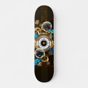 Steampunk Gears och Blue Butterflies Mini Skateboard Bräda 18,5 Cm