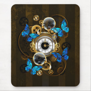 Steampunk Gears och Blue Butterflies Musmatta