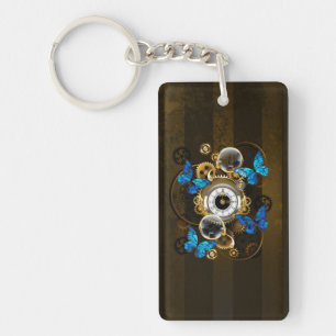 Steampunk Gears och Blue Butterflies Nyckelring