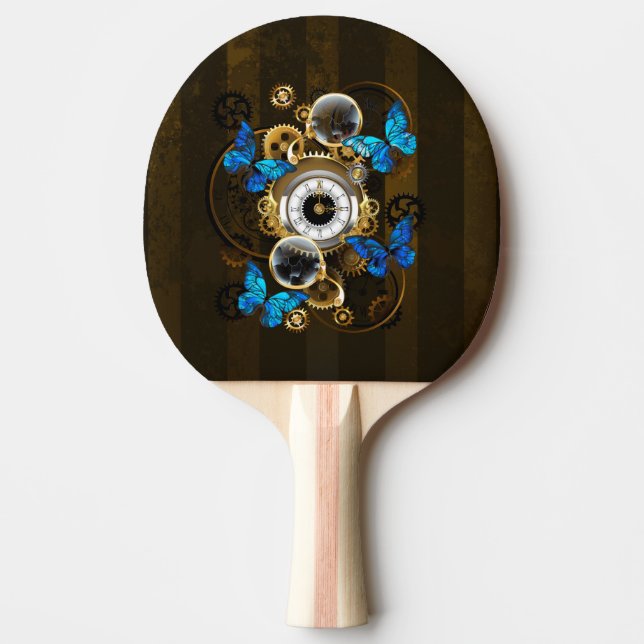 Steampunk Gears och Blue Butterflies Pingisracket (Framsidan)