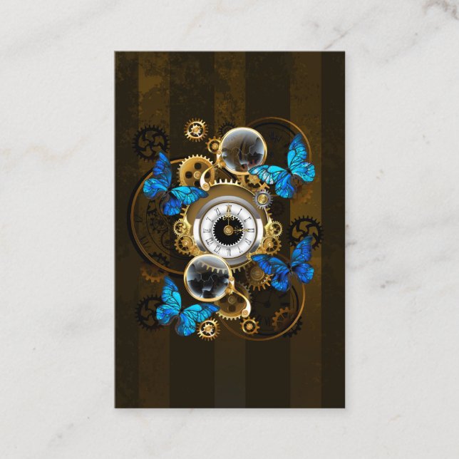 Steampunk Gears och Blue Butterflies Rabattkort (Framsida)