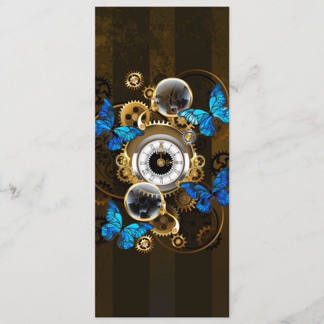 Steampunk Gears och Blue Butterflies Rådkort (Framsida)