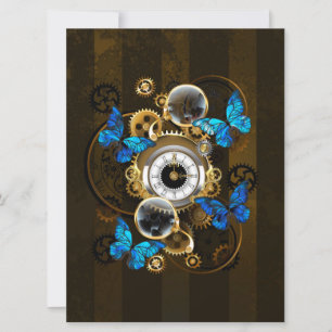 Steampunk Gears och Blue Butterflies Spara Datumet