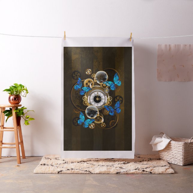 Steampunk Gears och Blue Butterflies Tyg (In Situ)