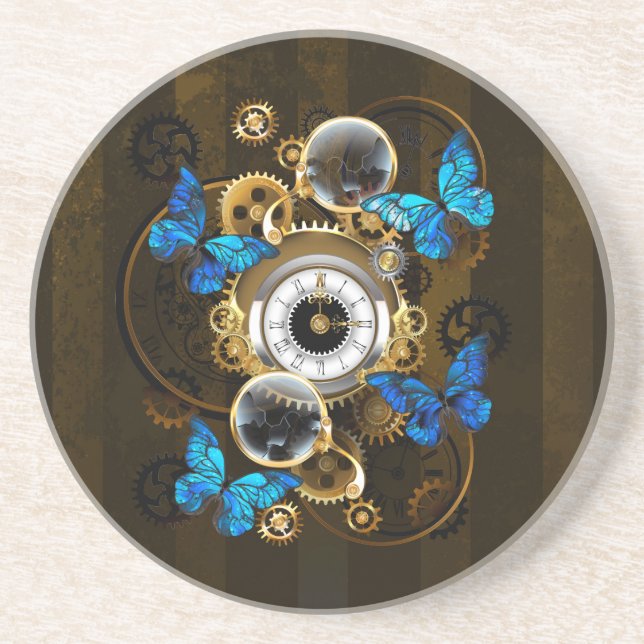 Steampunk Gears och Blue Butterflies Underlägg (Framsidan)
