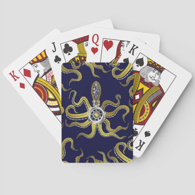 Steampunk Gears Octopus Kraken Casinokort (Baksidan)