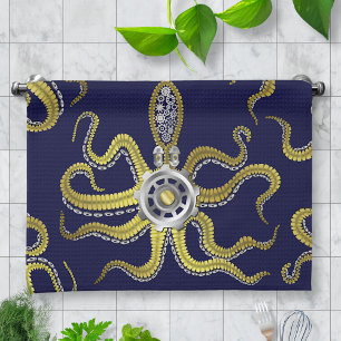 Steampunk Gears Octopus Kraken Kökshandduk
