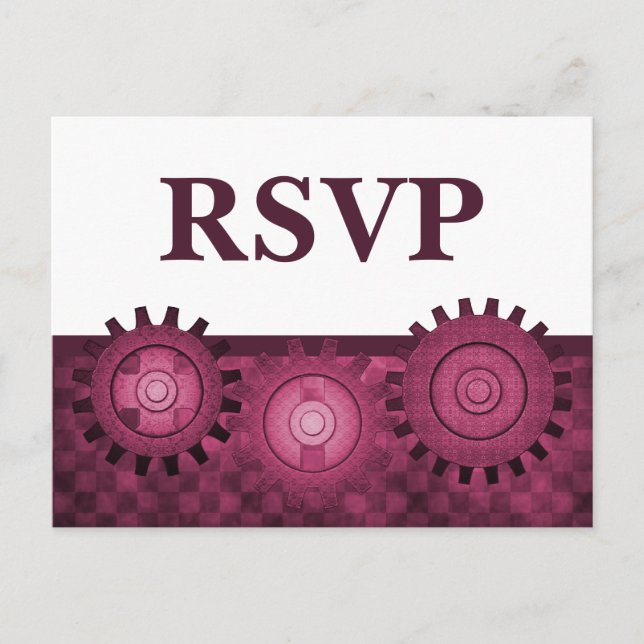 Steampunk Gears OSA Postcard, Rosa Inbjudan Vykort (Framsida)