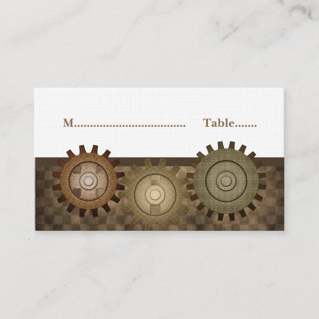 Steampunk Gears Place, Brown Placeringskort (Framsida)